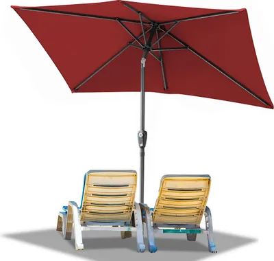 Produktbild von Izrielar Sonnenschirm 140x210cm, Gartenschirm, knickbar, Schirmtuch mit PA-Beschichtung, UV-Schutz bis UPF 50+, ohne Ständer, Rot