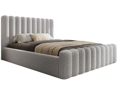 Produktbild von KLICKMOEBEL Polsterbett 160x200 mit Bettkasten in Hellgrau HEKORA 7 - Modernes Bett mit hohem, abgerundetem Kopfteil und Holzrahmen
