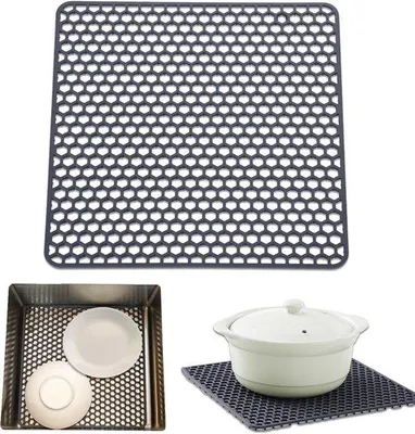 Image de Tapis de séchage antidérapant en silicone, 30,5 × 30,5 cm, tapis de séchage pliable, tapis de vaisselle, tapis de séchage, protection antiadhésive en silicone pour le rangement et le séchage des couverts.