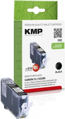 Image de KMP C82 - 9 ml - Noir - compatible - Tintenpatrone (Alternative zu : Canon CLI-526BK, Canon 4540B001) - pour Canon PIXMA iP4950, iX6550, MG5350, MG6150, MG6250, MG8150, MG8250, MX715, MX885, MX895