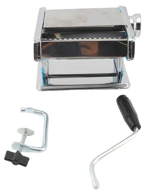 Image de Machine à pâtes manuelle en acier inoxydable, avec 9 réglages d'épaisseur, idéale pour la cuisine domestique