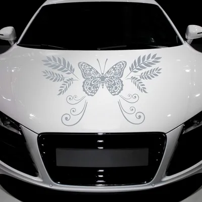 Produktbild von Aufkleber - Autoaufkleber "Butterfly Ranke" 90cm x 53cm silber - Tuning Carystyling Heckscheibe Auto