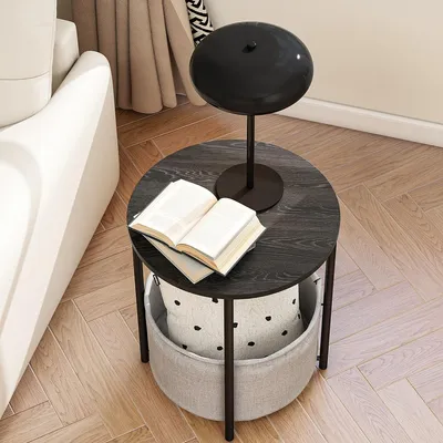 Immagine prodotto di Tavolino rotondo - Tavolino da salotto - Nero grigio - Legno