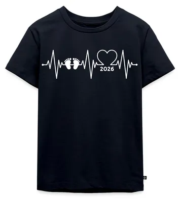 Produktbild von Spreadshirt Baby 2026 EKG Herzschlag Kinder Premium T-Shirt, 98/104 (2 Jahre), Navy