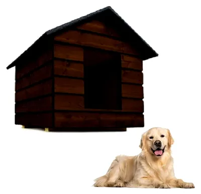 Produktbild von Hundehütte Größe 80x60 mit Vorhang, isoliert und winterfest für den Außenbereich
