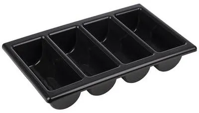 Bestekbak GN 1/1, 53x32,5 cm, 4 Fächer, Polypropylen, schwarz
