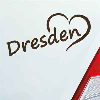 Produktbild von Auto Aufkleber Dresden Herz Stadt City Liebe Love Heimat 18x8 cm Braun Sticker Heckscheibenaufkleber