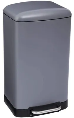 Image de Poubelle en métal avec pédale, de couleur bleu foncé, d'une capacité de 30 litres, dimensions : 34 x 32 x 61 cm