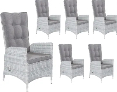 Produktbild von LC Garden 6er Set »Parmina« Positionsstuhl Gartenstuhl Verstellsessel weiß-grau