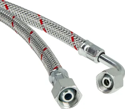 Produktbild von tecuro Ölschlauch 1200 mm x 1/4 Zoll x 3/8 Zoll Überwurfmutter (DN8), konisch dichtend, einseitig Rohrbogen 90°
