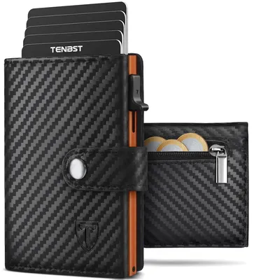 Produktbild von TENBST Geldbörse Herren mit Münzfach & RFID Schutz, Slim Wallet Kartenetui – Orange01