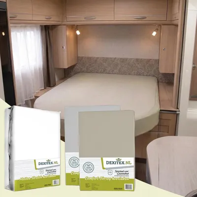 Produktbild von Bettlaken Set, 3-teilig, Molton und 2 Spannbettlaken, Baumwolle, für Wohnwagen Queensbett