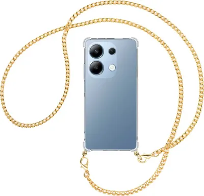 Produktbild von Handykette Backcover-Schutzhülle mit Band (Metall goldfarben) für Xiaomi Redmi Note 13 Pro 4G - goldfarbene Kette