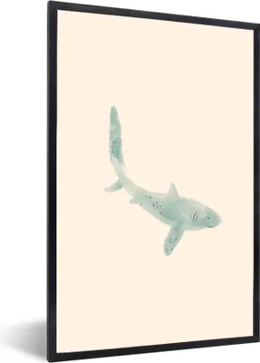 Produktbild von MuchoWow® MuchoWow® Gerahmtes Poster Fische - Tiere - Aquarell - Pastell 40x60 cm - Poster mit zchwarzem Bilderrahmen - Papierdruck - Wandbilder