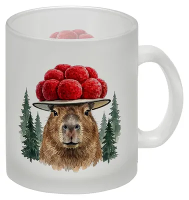 Produktbild von Capybara mit Bollenhut Glas Tasse Schwarzwald Motiv