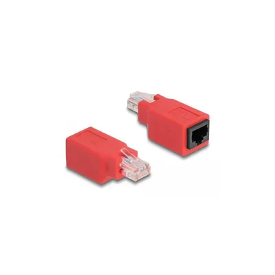 Produktbild von DeLOCK RJ45 Crossover Adapter male - female, RJ45 M/F, Rot
