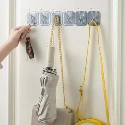 Produktbild von Famanu Handtuchhaken Set, 12 Stück, grau, wandmontage ohne Bohren, starke Klebehaken für Küche und Bad