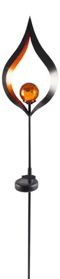 Produktbild von Solar Metall-Gartenstecker 95cm LED Glaskugel Gartendeko Mond Tropfen Flamme TOP, Form:Flamme