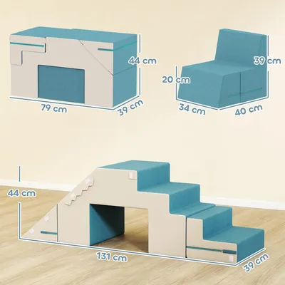 Produktbild von AIYAPLAY Kinder Schaumstoff Bausteine 2tlg. Bausteinset mit Samtoptik Beige+Blau