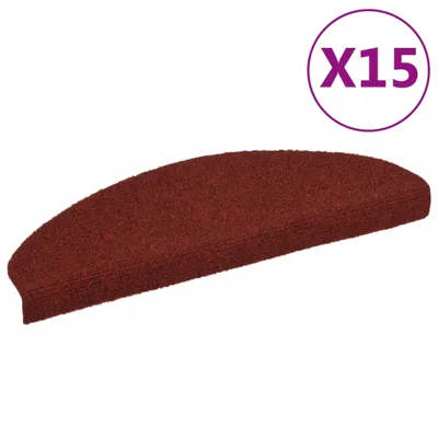 Image de vidaXL 15-pièces Tapis d'escalier autocollant aiguilleté 65x21x4cm rouge