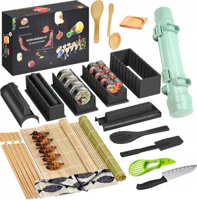 Produktbild von Sushi Set 30-teilig für Anfänger mit Bambusmatte, Sushi-Bazooka und Zubehör
