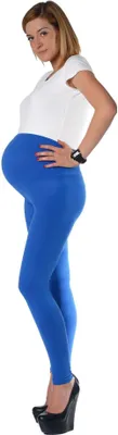 Produktbild von Umstandsleggings Lang Baumwolle Schwangerschaft Bauchbund EU Blau S/36