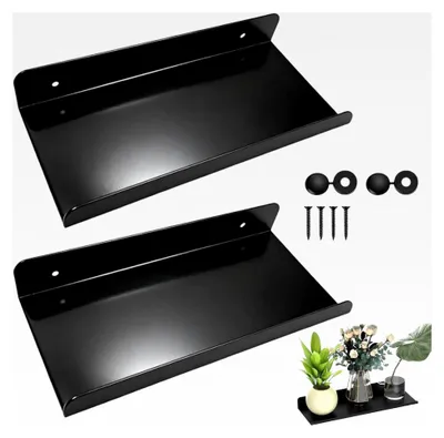 Produktbild von 2 Stück Wandregal Schwarz, 30 cm Schweberegal mit Schrauben, Metall, ohne Bohren, Wandboard für Küche, Wohnzimmer, Büro und Zuhause (30x10x5cm)