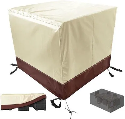 Zdjęcie produktu dla Pokrowiec na krzesło ogrodowe – chroni krzesła ogrodowe – wodoodporny, wiatroszczelny, odporny na promieniowanie UV – 150 x 130 x 90 cm – beżowo-brązowy