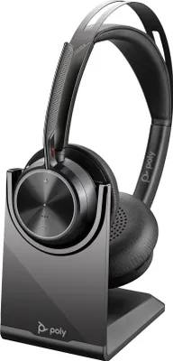Produktbild von HP Poly Voyager Focus 2 USB-C-C Headset +USB-C/A-Adapter +Ladestation, Kabellos, Business/Everyday, 175 g, Kopfhörer, Schwarz