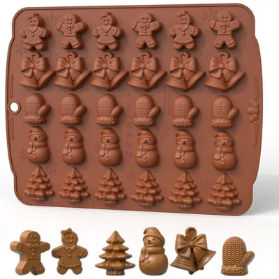 Produktbild von Weihnachts-Silikonform mit 30 Mulden für Schokolade, Süßigkeiten, Gelee