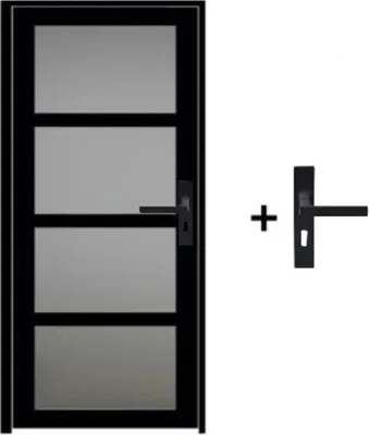Image de Bloc Porte Telia Noir Vitrée H204 x L73 cm Côte Tableau P.Gauche,Poignee