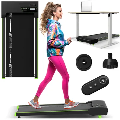 Zdjęcie produktu dla Bieżnia domowa elektryczna do chodzenia SportTronic walking pad kąt nachylenia 1-6 km/h 2,5HP max 120kg Zielony