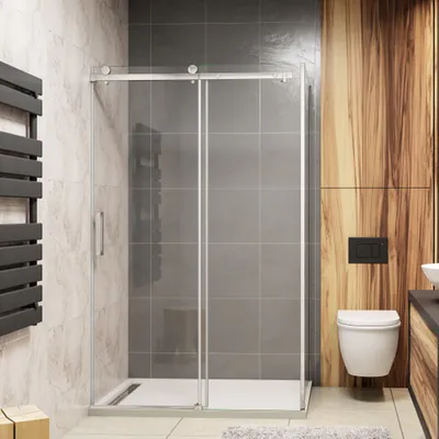 Produktbild von 135x80x195cm Schiebetür 8mm NANO Seitenwand U-Form Kabinen Duschwand Eckdusche Abtrennung Seitenwand