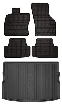 Productafbeelding van Rubberen automatten + kofferbakmat voor Volkswagen Golf VII 2012-2020 (hatchback) – 5-delig, zwart, op maat – Wielganizator SolidPRO