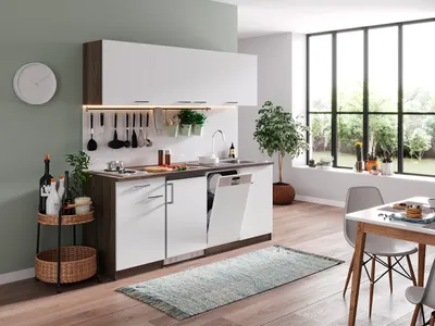 Produktbild von Küche Küchenzeile Singleküche Eiche York Weiß Oliver 195 cm Respekta