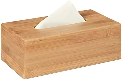 Produktbild von PolkaHome® Bambus-Tissuehalter für Bad oder Schminktisch, nachfüllbare Tissuebox, Natur - 8,5 x 24,5 x 13,5 cm