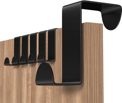 Immagine prodotto di Set di 6 ganci per porta Unyqoos®, neri, in acciaio inossidabile – Ganci da appendere sopra la porta per porte di 2-4 cm, delicati e adatti per giacche e asciugamani