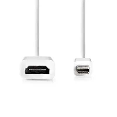Produktbild von Nedis Mini Displayport-Kabel - DisplayPort 1.2 - Mini DisplayPort Stecker - HDMI Ausgang - 21.6 Gbps - Vernickelt - 0.20 m - Rund - PVC - Weiss - Box