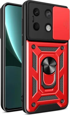 Produktbild von Xiaomi Redmi Note 13 5G Hülle - Coverup Armor Ring Ständer Back Cover mit Kamera Schutz - Rot