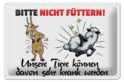 Produktbild von Blechschild Hinweis 30x20cm bitte nicht füttern Ziege Schaf