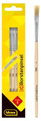 Produktbild von Idena 90096 - Borstenpinsel, Größe 8, mit unlackiertem Holzstiel, 12er Set, Malp