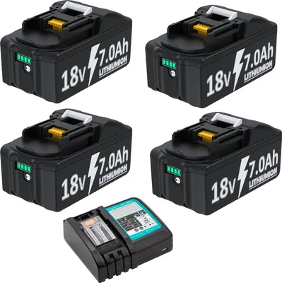 Obrázek produktu pro Náhradní baterie pro BL1830, 18V, kapacita 7000mAh, 4 kusy 1 nabíječka