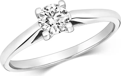 Produktbild von Funkelndes Feuer 18 Karat (750) Weißgold Solitär Verlobung Diamant Damenring Brillant-Schliff 0.35 Karat GH - SI2, 49 (15.6); TRS3220918KWRSJ