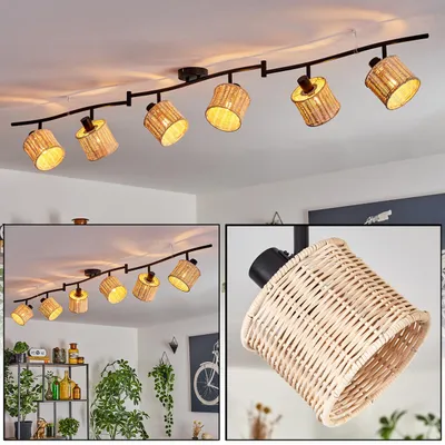 Produktbild von Dello Deckenlampe aus Metall/Korbgeflecht/Rattan in Schwarz/Naturfarben