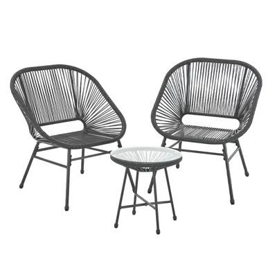 Produktbild von SVITA TULUM Balkon-Möbel 3-tlg. Garten-Möbel Set Balkonstühle mit Tisch Schwarz