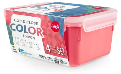 Obrázek produktu pro emsa CLIP & CLOSE COLOR dóza na potraviny, sada 4 kusů, korálová barva