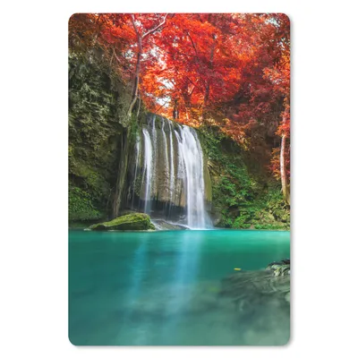 Produktbild von MuchoWow® Mauspad Mousepad Wasserfall - Baum - Rot - Herbst - Wasser 40x60 cm - Mousepads - Maus Mat - Pad - Mausunterlage - Schreibtisch Accesoire