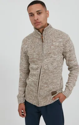 Produktbild von SOLID SDPomeroy Herren Strickjacke Cardigan Grobstrick Pullover mit Stehkragen Reißverschluss 100% Baumwolle Regular fit