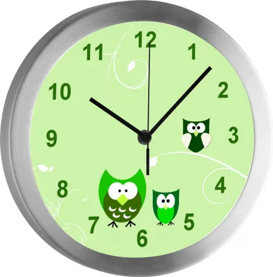 Produktbild von Funkuhr, Kinder Wanduhr, Kinderuhr, Kinderzimmer Eule grün