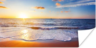 Produktbild von MuchoWow® Poster Strand - Meer - Sonne - Horizont 40x20 cm - Poster für die Wand - Poster Schlafzimmer